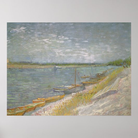 Poster Vue d'une rivière avec des bateaux à rames par Vin (Devant)