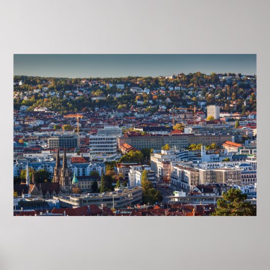 Poster Vue élevée de la ville de Stuttgart (Devant)