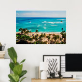 Poster Vue Élevée Sur La Plage De Waikiki, Honolulu 2 (Bureau à domicile)