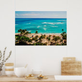 Poster Vue Élevée Sur La Plage De Waikiki, Honolulu 2 (Cuisine)