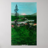 Poster Vue éloignée du pic glaciaire et de la ville (Devant)