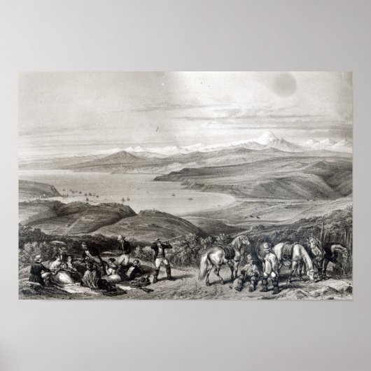 Poster Vue éloignée du volcan Aconcagua (Devant)