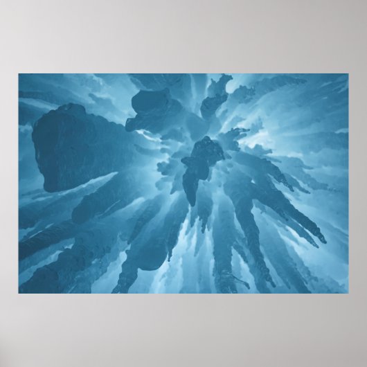 Poster Vue en angle faible des stalactites (Devant)