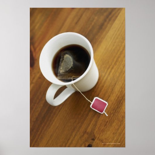Poster Vue en grand angle d'une tasse de thé (Devant)