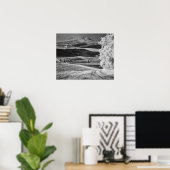 Poster Vue en noir et blanc d'une route sinueuse (Bureau à domicile)