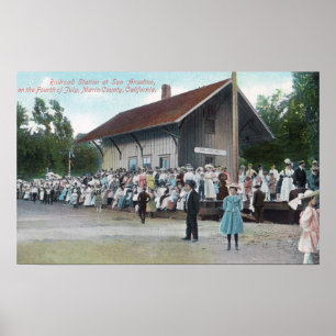 Poster Vue extérieure de gare sur la 4ème de