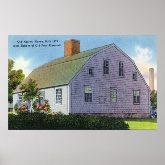 Poster Vue extérieure de la maison Old Harlow (Devant)