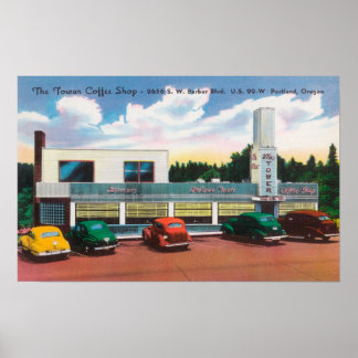 Poster Vue extérieure de la tour Coffee Shop