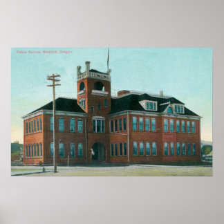 Poster Vue extérieure de l'école publique de Medford, OU