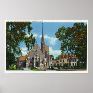 Poster Vue extérieure de l'église St. Mary's et du rectoi