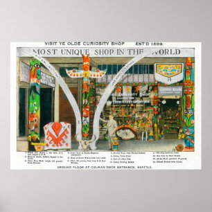 Poster Vue extérieure de magasin d'antan de curiosité du