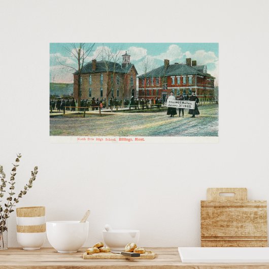 Poster Vue extérieure du North Side High School (Cuisine)