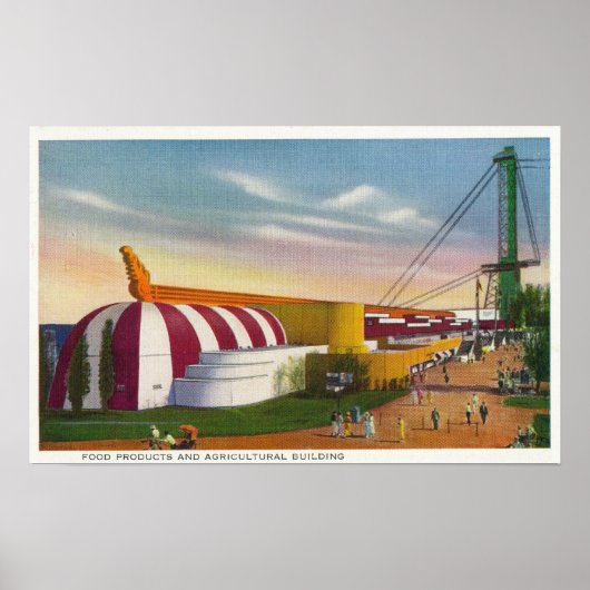 Poster Vue extérieure du pavillon alimentaire et agricole (Devant)