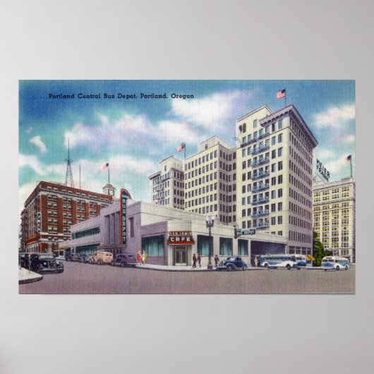 Poster Vue extérieure du Portland Central Bus (Devant)