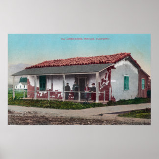 Poster Vue extérieure d'un ancien Adobe HomeVentura, CA