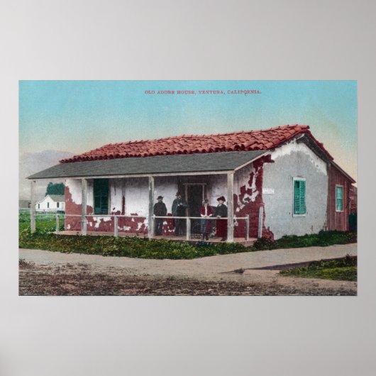 Poster Vue extérieure d'un ancien Adobe HomeVentura, CA (Devant)