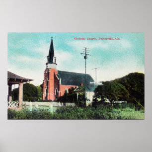 Poster Vue extérieure d'une église catholique