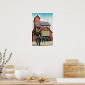 Poster Vue extérieure d'une mine, travailleurs sortant (Cuisine)