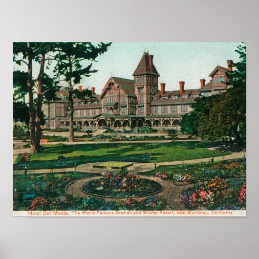 Poster Vue extérieure sur l'Hôtel del Monte et ses jardin (Devant)