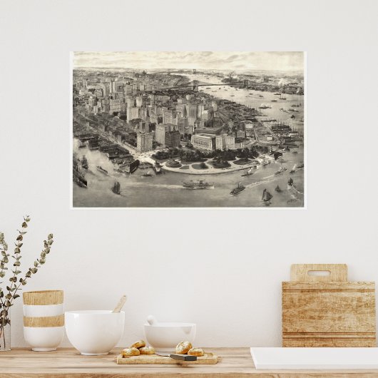 Poster Vue Extraordinaire de New York en 1905 (Cuisine)