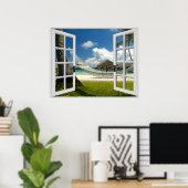 Poster Vue fausse fenêtre de la plage tropicale (Bureau à domicile)