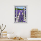 Poster Vue Fausse fenêtre du champ Lavender (Cuisine)