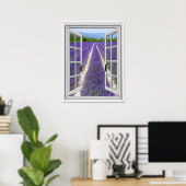 Poster Vue Fausse fenêtre du champ Lavender (Bureau à domicile)