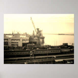 Poster Vue générale du port d'Alger en Algérie vintage