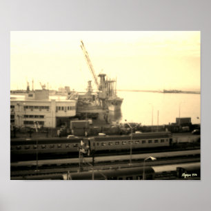 Poster Vue générale du port d'Alger en Algérie vintage
