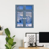 Poster Vue hivernale sur la neige fraîche - fausse illusi (Bureau à domicile)