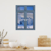 Poster Vue hivernale sur la neige fraîche - fausse illusi (Cuisine)