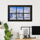 Poster Vue hivernale sur la neige fraîche - fausse illusi (Bureau à domicile)