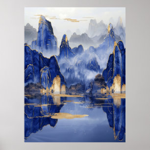 Poster Vue imprenable de la nature de montagne réaliste P