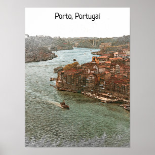 Poster Vue imprenable de Porto Portugal City
