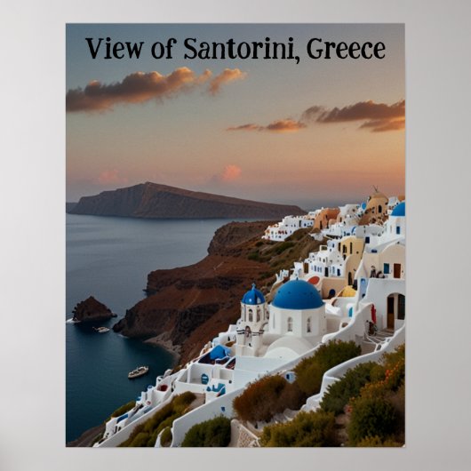 Poster Vue imprenable sur Santorin (Devant)