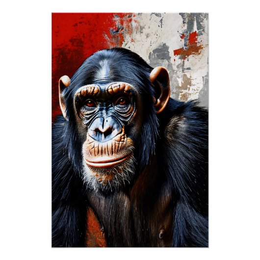 Poster Vue intense du Chimpanzé (Devant)