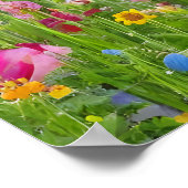 Poster Vue magnifique de la prairie printanière florissan (Coin)