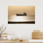 Poster Vue mer - bateau (Cuisine)