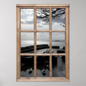 Poster Vue mer d'argent depuis une fenêtre (Devant)