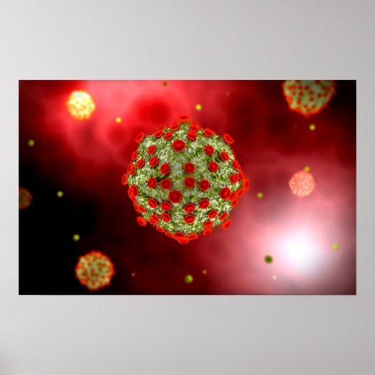 Poster Vue Microscopique Du Virus Du VIH 2 (Devant)
