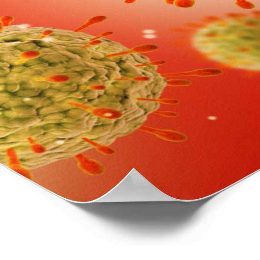 Poster Vue Microscopique Du Virus Herpès 1 (Coin)