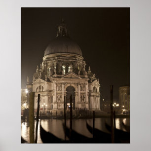 Poster Vue nocturne à travers l'eau de San Giorgio Maggio