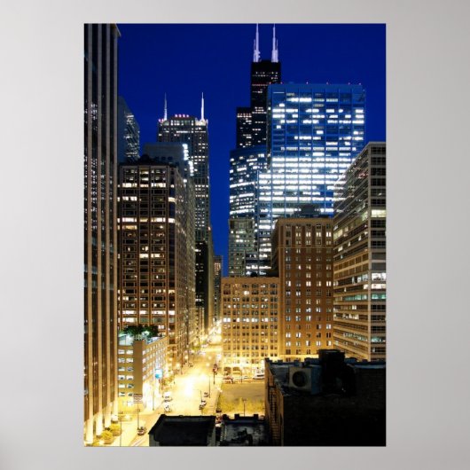 Poster Vue nocturne de Chicago (Devant)