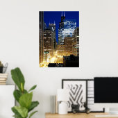 Poster Vue nocturne de Chicago (Bureau à domicile)