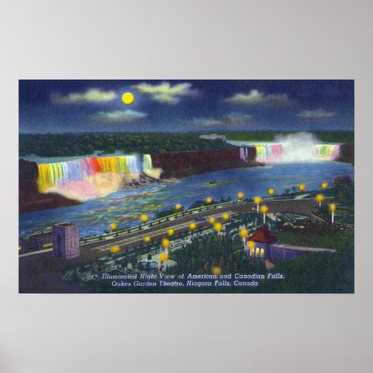 Poster Vue nocturne d'Oakes Garden Theatre et (Devant)