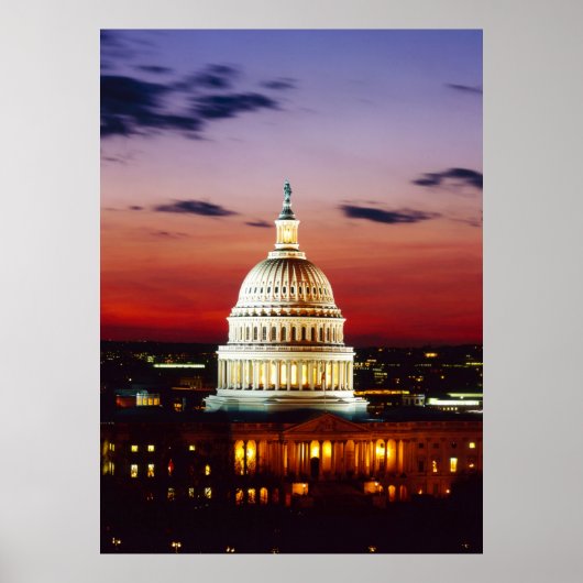 Poster Vue nocturne du Capitole américain (Devant)