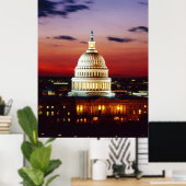 Poster Vue nocturne du Capitole américain (Bureau à domicile)