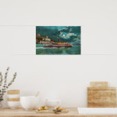 Poster Vue nocturne du phare de Yerba Buena Island (Cuisine)
