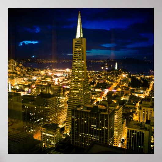 Poster Vue nocturne sur San Francisco. (Devant)