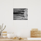 Poster Vue noir et blanc de la route sinueuse (Cuisine)